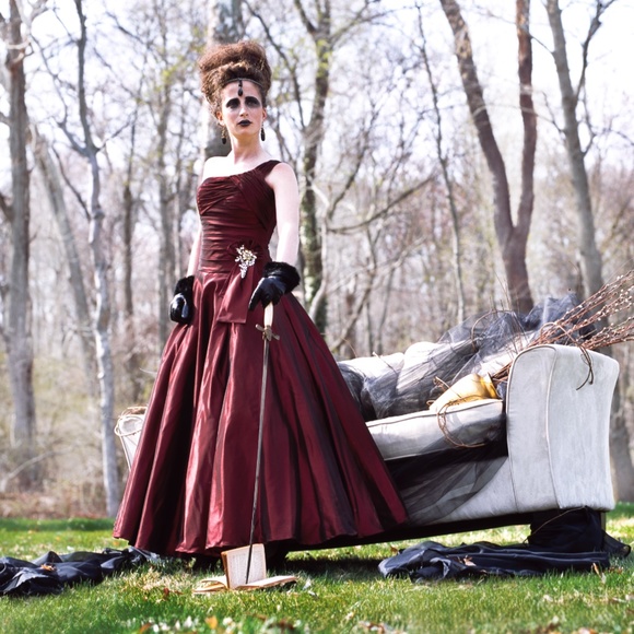 Evenings by Allure Red One Shoulder Ball Gown - Picture 4 of 16